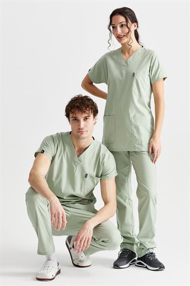 UltraLycra Basic - Likralı Doktor Hemşire Forma Takımı (UNISEX), Su Yeşili