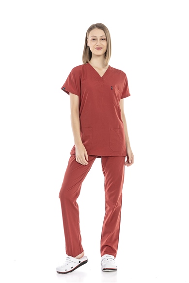 UltraLycra Basic - Likralı Doktor Hemşire Forma Takımı (UNISEX), Kiremit