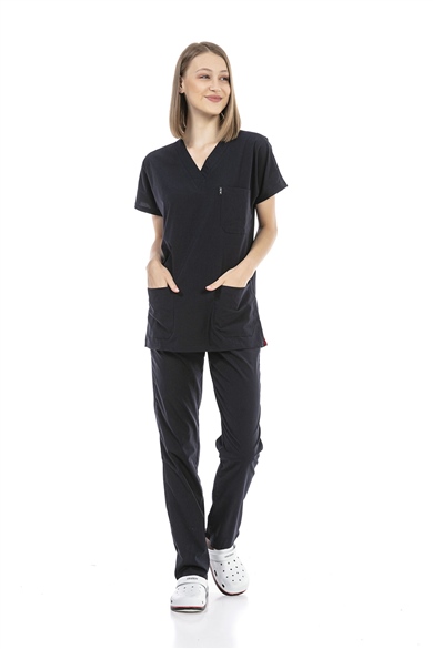 UltraLycra Basic - Likralı Doktor Hemşire Forma Takımı (UNISEX), Lacivert