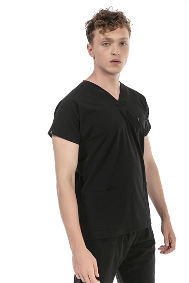 UltraLycra Basic - Likralı Doktor Hemşire Forma Takımı (UNISEX), Siyah