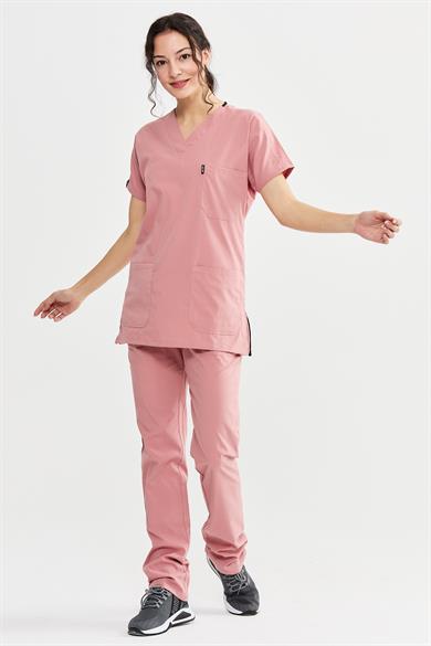 UltraLycra Basic - Likralı Doktor Hemşire Forma Takımı (UNISEX), Bronz Pembe