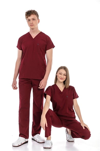 UltraLycra Basic - Likralı Doktor Hemşire Forma Takımı (UNISEX), Bordo