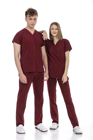 UltraLycra Basic - Likralı Doktor Hemşire Forma Takımı (UNISEX), Bordo