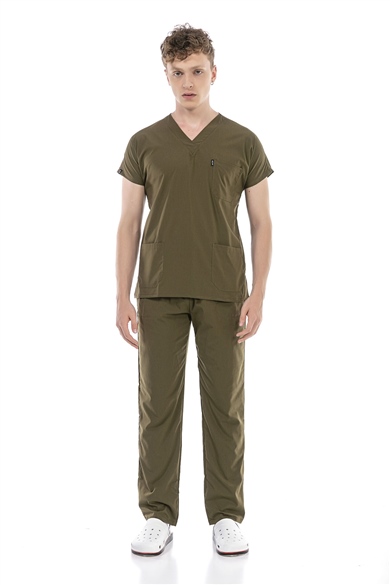 UltraLycra Basic - Likralı Doktor Hemşire Forma Takımı (UNISEX), Haki