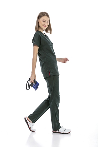 UltraLycra Basic - Likralı Doktor Hemşire Forma Takımı (UNISEX), Koyu Yeşil
