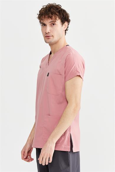 UltraLycra Basic - Likralı Doktor Hemşire Forma Takımı (UNISEX), Bronz Pembe/Antrasit