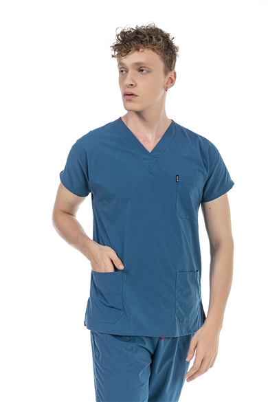 UltraLycra Basic - Likralı Doktor Hemşire Forma Takımı (UNISEX), Petrol Mavi