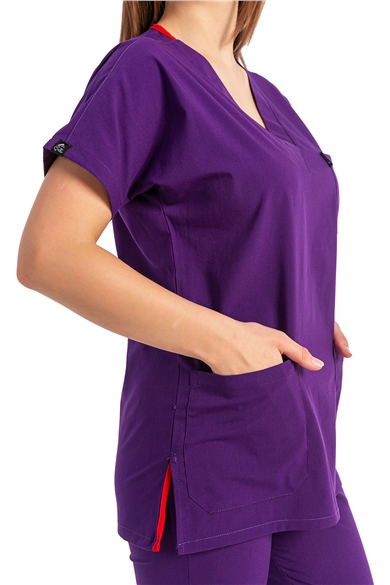 UltraLycra Basic - Likralı Doktor Hemşire Forma Takımı (UNISEX), Mor