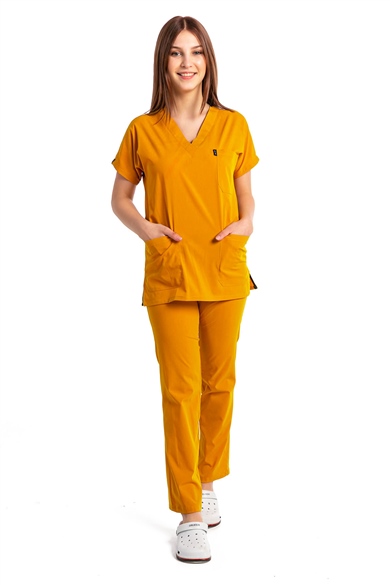 UltraLycra Basic - Likralı Doktor Hemşire Forma Takımı (UNISEX), Safran