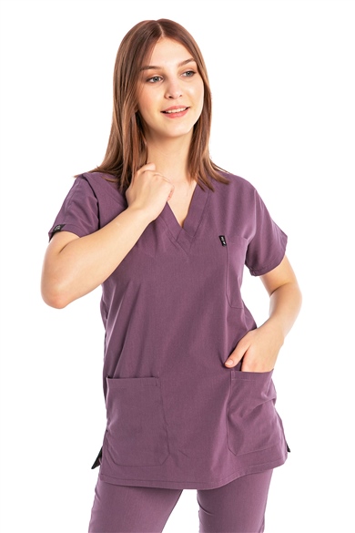 UltraLycra Basic - Likralı Doktor Hemşire Forma Takımı (UNISEX), Gül Kurusu