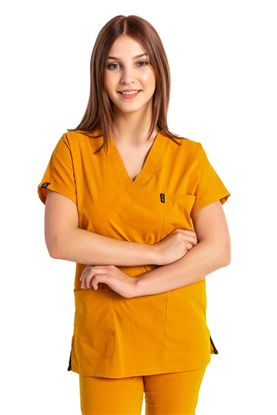 UltraLycra Basic - Likralı Doktor Hemşire Forma Takımı (UNISEX), Safran