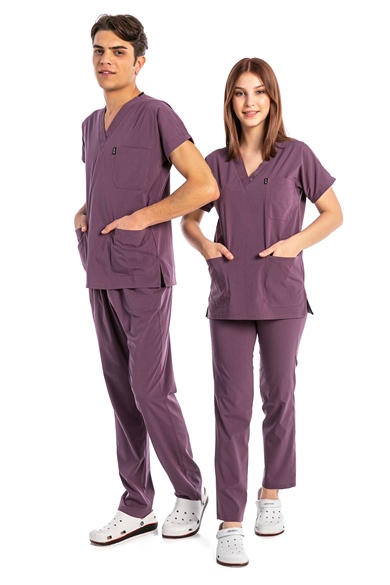 UltraLycra Basic - Likralı Doktor Hemşire Forma Takımı (UNISEX), Gül Kurusu