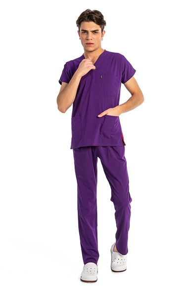 UltraLycra Basic - Likralı Doktor Hemşire Forma Takımı (UNISEX), Mor