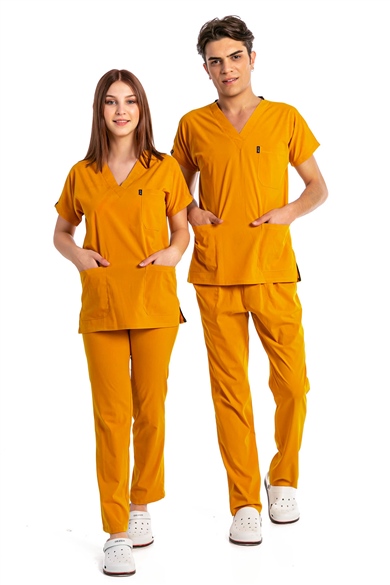 UltraLycra Basic - Likralı Doktor Hemşire Forma Takımı (UNISEX), Safran