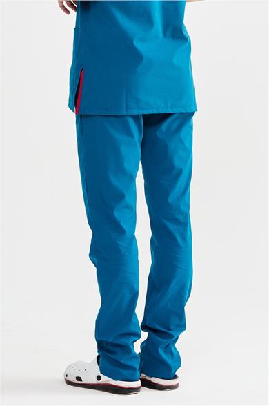 UltraLycra Basic - Likralı Doktor Hemşire Scrubs Tek Alt Cerrahi Forma (UNISEX), Petrol Mavi