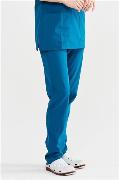UltraLycra Basic - Likralı Doktor Hemşire Scrubs Tek Alt Cerrahi Forma (UNISEX), Petrol Mavi