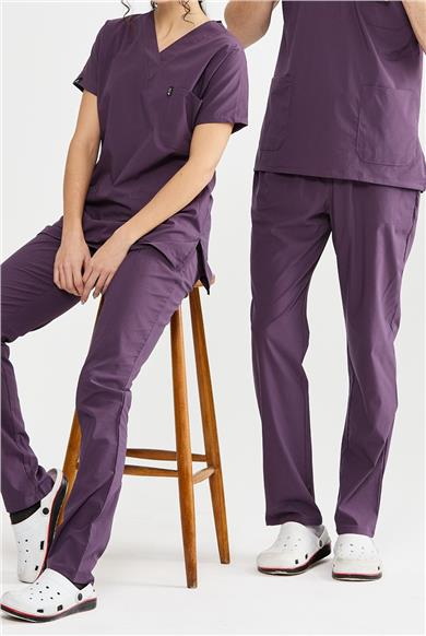 UltraLycra Basic - Likralı Doktor Hemşire Scrubs Tek Alt Cerrahi Forma (UNISEX), Gül Kurusu