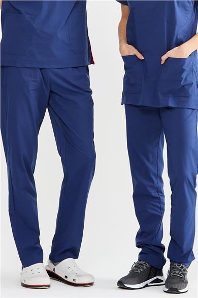 UltraLycra Basic - Likralı Doktor Hemşire Scrubs Tek Alt Cerrahi Forma (UNISEX), Fırtına Mavi