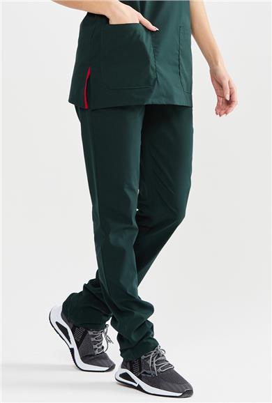 UltraLycra Basic - Likralı Doktor Hemşire Scrubs Tek Alt Cerrahi Forma (UNISEX), Koyu Yeşil