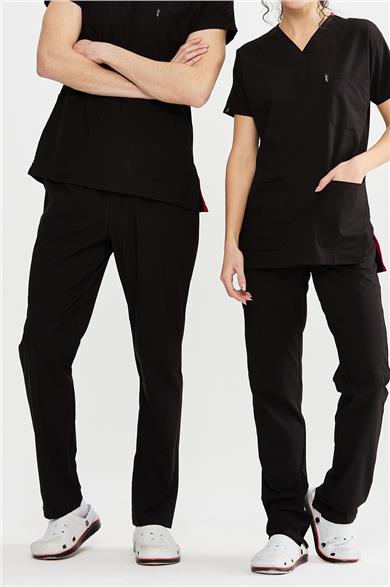 UltraLycra Basic - Likralı Doktor Hemşire Tek Alt Forma (UNISEX), Siyah