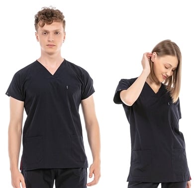 UltraLycra Basic - Likralı Doktor Hemşire Tek Üst Forma (UNISEX), Lacivert