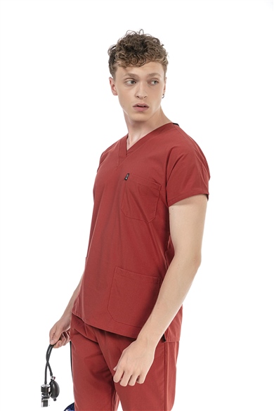 UltraLycra Basic - Likralı Doktor Hemşire Tek Üst Forma (UNISEX), Kiremit