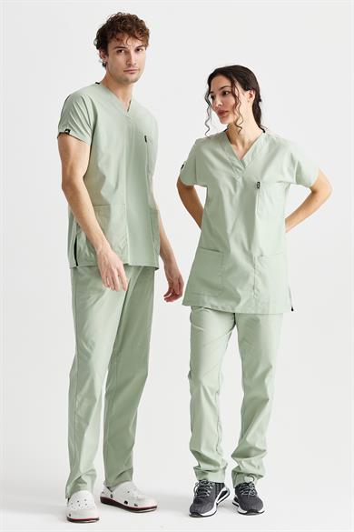 UltraLycra Basic - Likralı Doktor Hemşire Tek Üst Forma (UNISEX), Su Yeşili
