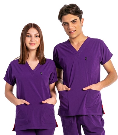 UltraLycra Basic - Likralı Doktor Hemşire Tek Üst Forma (UNISEX), Mor