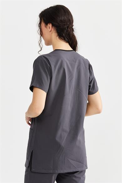 UltraLycra Basic - Likralı Doktor Hemşire Tek Üst Forma (UNISEX), Antrasit
