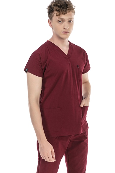 UltraLycra Basic - Likralı Doktor Hemşire Tek Üst Forma (UNISEX), Bordo