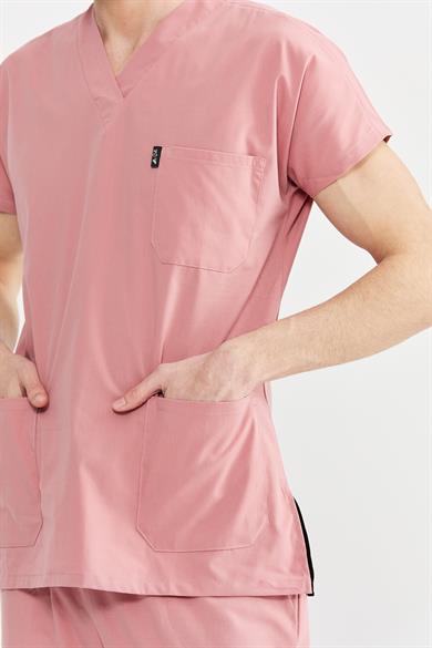 UltraLycra Basic - Likralı Doktor Hemşire Tek Üst Forma (UNISEX), Bronz Pembe