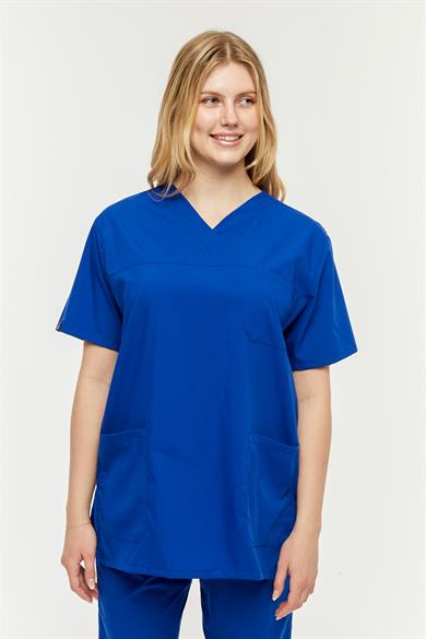 UltraLycra Comfy - Büyük Beden Likralı Doktor Hemşire Forma Takımı (UNISEX), Saks