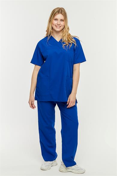 UltraLycra Comfy - Büyük Beden Likralı Doktor Hemşire Forma Takımı (UNISEX), Saks