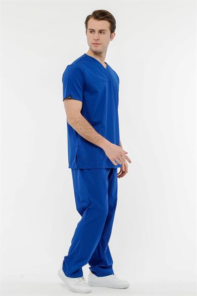 UltraLycra Comfy - Büyük Beden Likralı Doktor Hemşire Forma Takımı (UNISEX), Saks