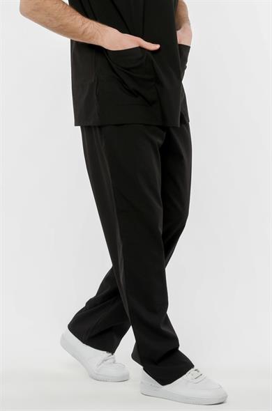 UltraLycra Comfy - Büyük Beden Likralı Doktor Hemşire Tek Alt Cerrahi Forma (UNISEX), Siyah