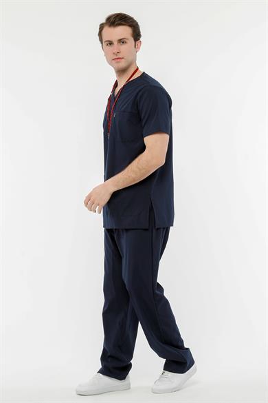 UltraLycra Comfy - Büyük Beden Likralı Doktor Hemşire Forma Takımı (UNISEX), Lacivert