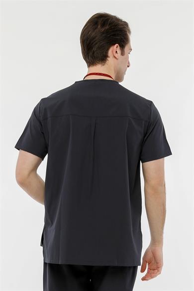 UltraLycra Comfy - Büyük Beden Likralı Doktor Hemşire Tek Üst Cerrahi Forma (UNISEX), Antrasit