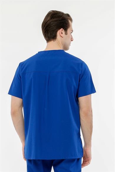 UltraLycra Comfy - Büyük Beden Likralı Doktor Hemşire Tek Üst Cerrahi Forma (UNISEX), Saks