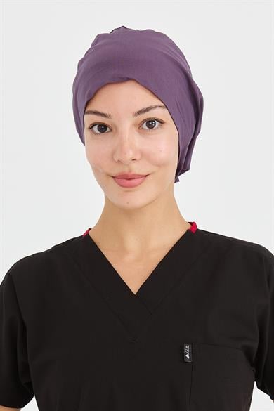 Likralı Doktor Hemşire Cerrahi Bone Aşçı Bonesi İş Bandanası, Gül Kurusu