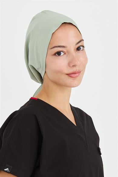 Likralı Doktor Hemşire Cerrahi Bone Aşçı Bonesi İş Bandanası, Su Yeşili