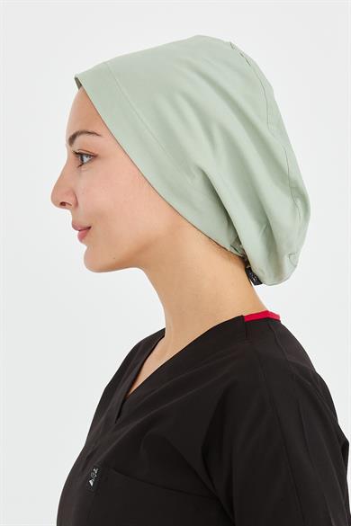 Likralı Doktor Hemşire Cerrahi Bone Aşçı Bonesi İş Bandanası, Su Yeşili