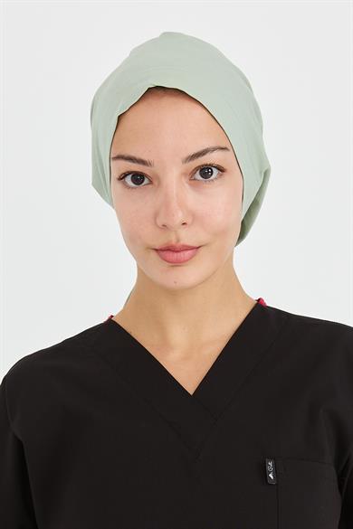 Likralı Doktor Hemşire Cerrahi Bone Aşçı Bonesi İş Bandanası, Su Yeşili