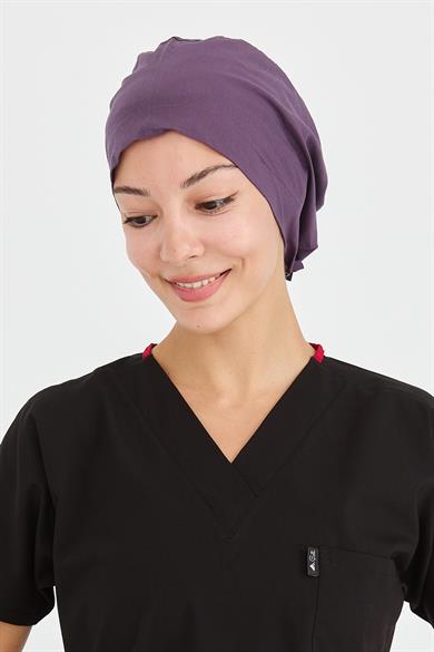 Likralı Doktor Hemşire Cerrahi Bone Aşçı Bonesi İş Bandanası, Gül Kurusu