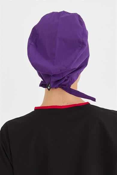 Likralı Doktor Hemşire Cerrahi Bone Aşçı Bonesi İş Bandanası, Mor