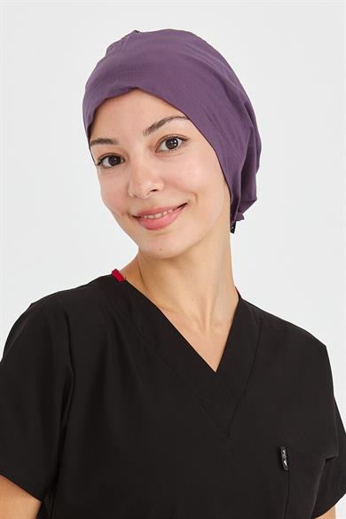 Likralı Doktor Hemşire Cerrahi Bone Aşçı Bonesi İş Bandanası, Gül Kurusu