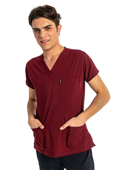 UltraLycra Harmony/Basic - Likralı Doktor Hemşire Forma Takımı, Bordo/Laci