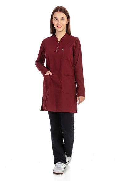 UltraLycra Harmony/Modest - Likralı Doktor Hemşire Tesettür Forma Takımı, Bordo/Laci