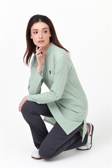 UltraLycra Harmony/Modest - Likralı Doktor Hemşire Tesettür Forma Takımı, Su Yeşili/Antrasit