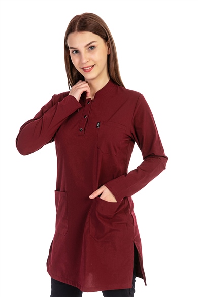 UltraLycra Harmony/Modest - Likralı Doktor Hemşire Tesettür Forma Takımı, Bordo/Laci