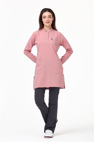 UltraLycra Harmony/Modest - Likralı Doktor Hemşire Tesettür Forma Takımı, Bronz Pembe/Antrasit